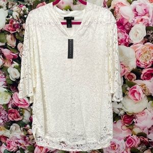 Investments Ivory Lace Plus Top Size 1X